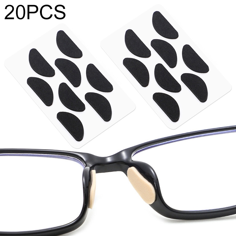 

20 PCS Glasses Nose Strip Soft EVA Sponge Nose Mat Comfortable No Pressure Mark Does Not Remove Makeup Anti-Height Eye Frame Nose(D-type Black 1.0mm)