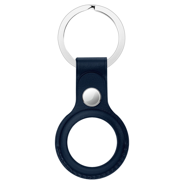 

Anti-scratch Top-layer Cowhide Leather Protective Cover with Hanging Buckle for AirTag(Deep Blue)