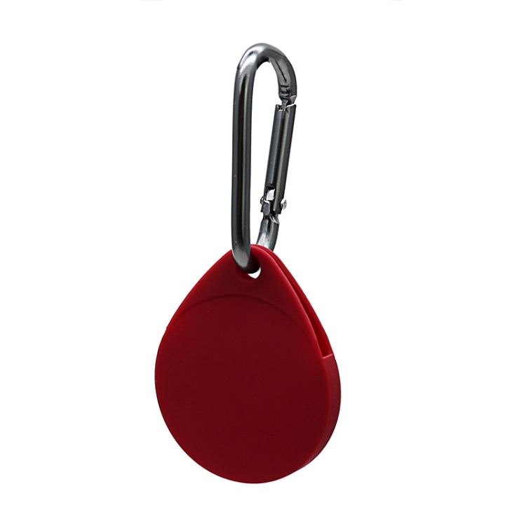 

2 PCS Drop Shape Shockproof Anti-scratch Silicone Protective Case with Carabiner for AirTag(Wine Red)