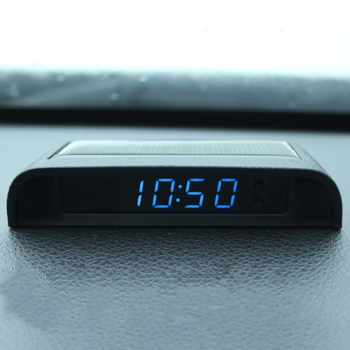 

Solar Night Light Car Clock Automotive Electronic Clock Temperature Time+Date+Week+Temperature(Blue Light)