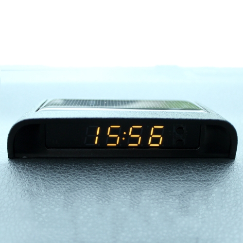 

Solar Night Light Car Clock Automotive Electronic Clock Temperature Time+Date+Week+Temperature(Warm Light)