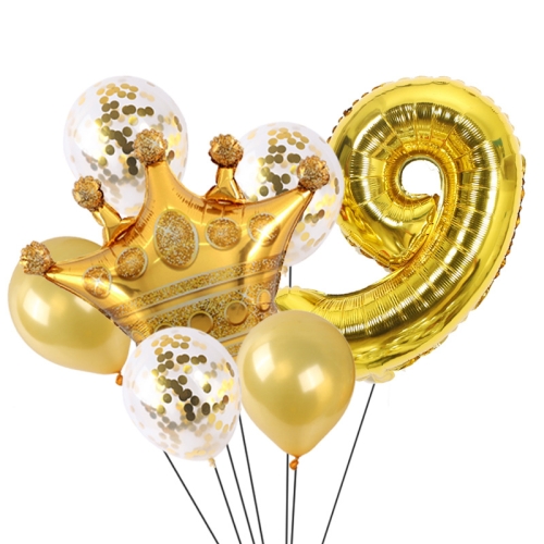 2 PZ Compleanno Baby Bambini Golden Crown Pellicola in alluminio Numero di  pellicola Balloon Set Decorazione