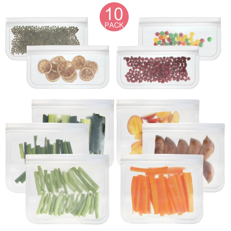10 in 1 Translucent Frosted PEVA Food Preservation Bag Refrigerator Food Storage Bag Self-Sealing Food