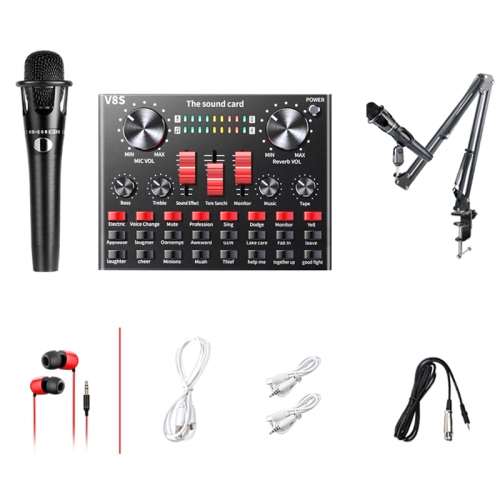 

V8S Live Sound Card Set Microphone Anchor Mobile Phone Computer Recording Microphone, Specification: Cantilever Bracket