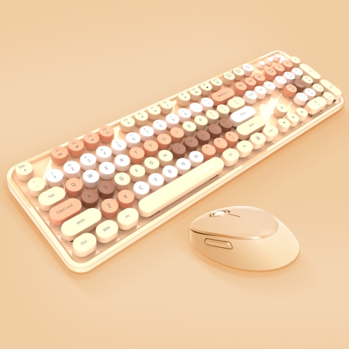 Mofii Sweet Wireless Keyboard And Mouse Set Girls Punk Keyboard Office Set, Colour: Milk Tea Mixed Color