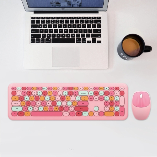 MOFii 666 110-Keys Color Lipstick Wireless Keyboard And Mouse Set Punk Keyboard Office Set(Pink )