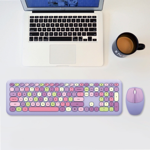 

MOFii 666 110-Keys Color Lipstick Wireless Keyboard And Mouse Set Punk Keyboard Office Set(Purple )