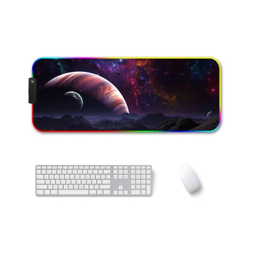 

300x800x3mm F-01 Rubber Thermal Transfer RGB Luminous Non-Slip Mouse Pad(Vast Starry Sky)