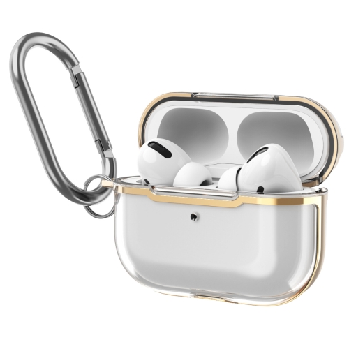 

DDEHY668 Electroplated Transparent Silicone + PC Protective Cover For AirPods Pro(Transparent + Gold)