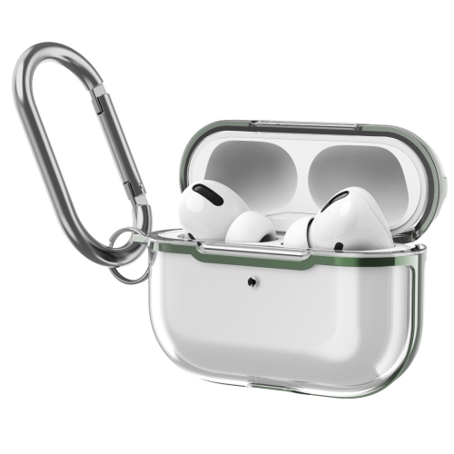 

DDEHY668 Electroplated Transparent Silicone + PC Protective Cover For AirPods Pro(Transparent + Green)