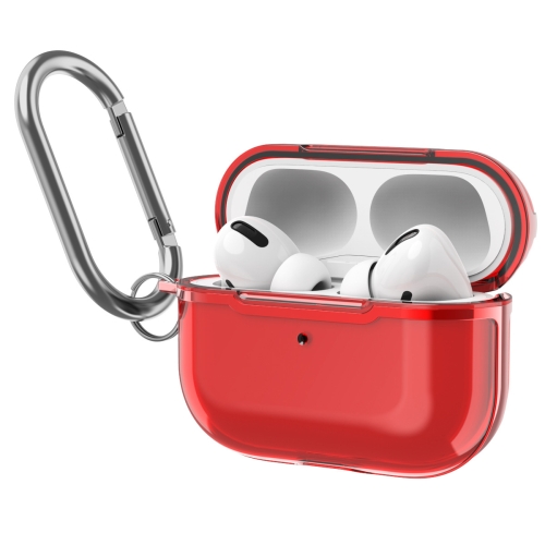 

DDEHY668 Electroplated Transparent Silicone + PC Protective Cover For AirPods Pro(Transparent Red)