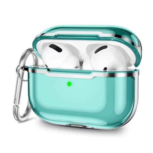 

DDEHY668 Electroplated Transparent Silicone + PC Protective Cover For AirPods Pro(Transparent Green + Silver)