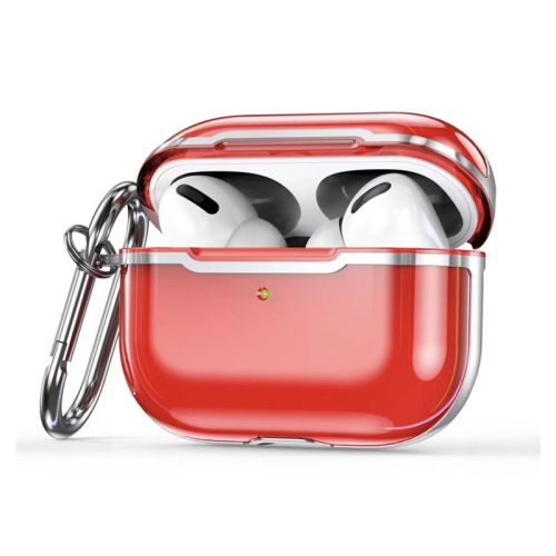 

DDEHY668 Electroplated Transparent Silicone + PC Protective Cover For AirPods Pro(Transparent Red + Silver)