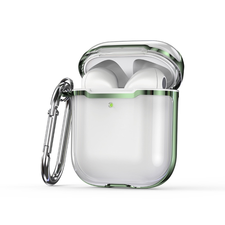 

2 PCS SSDD8868 Bluetooth Headset Protective Cover Transparent TPU Headphone Protective Case For AirPods 1 / 2(Transparent + Green)