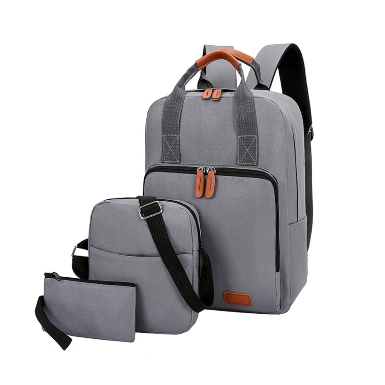 

3 In 1 Travel Backpack Student School Bag USB Computer Backpack(light Grey)