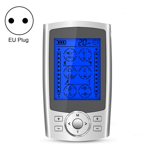 

24-Mode Digital Electronic Pulse Massager Intelligent Whole Body Physical Therapy Meridian Massager, Specification: EU Plug( Silver)