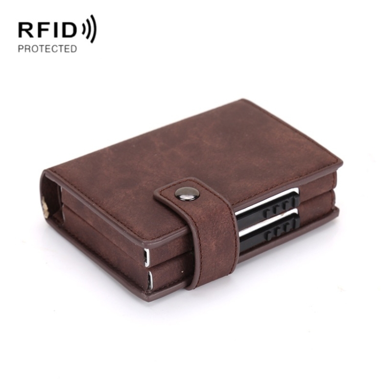 

Dual Card Aluminum Alloy Card Box RFID Anti-Theft Wallet(Mad Horse Matte Brown)