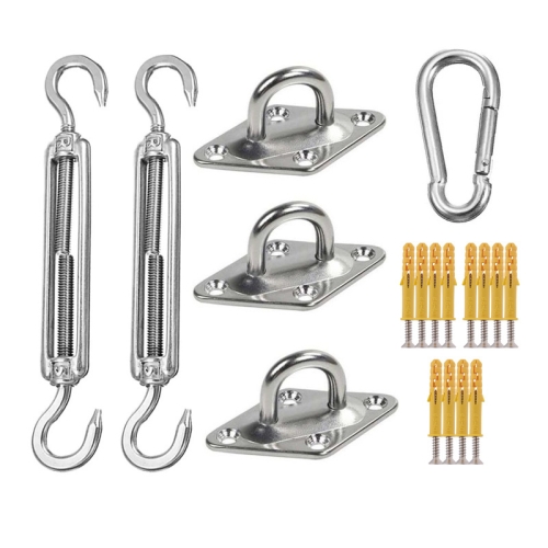 

18 PCS / Set Shade Sail 304 Stainless Steel Accessories Outdoor Shade Flower Basket Screws Diamond Door Buckle