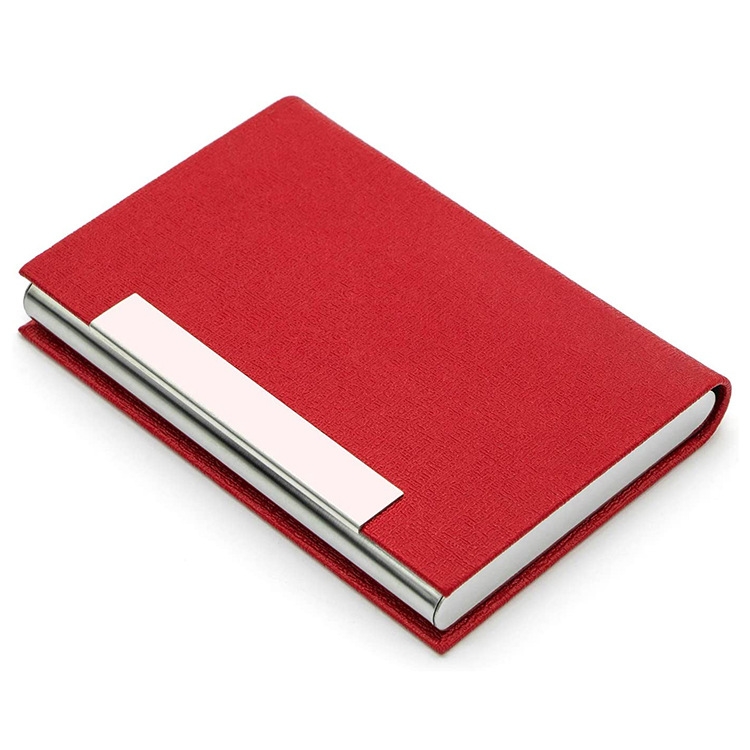 

2 PCS Stainless Steel Business Card Holder(Red)