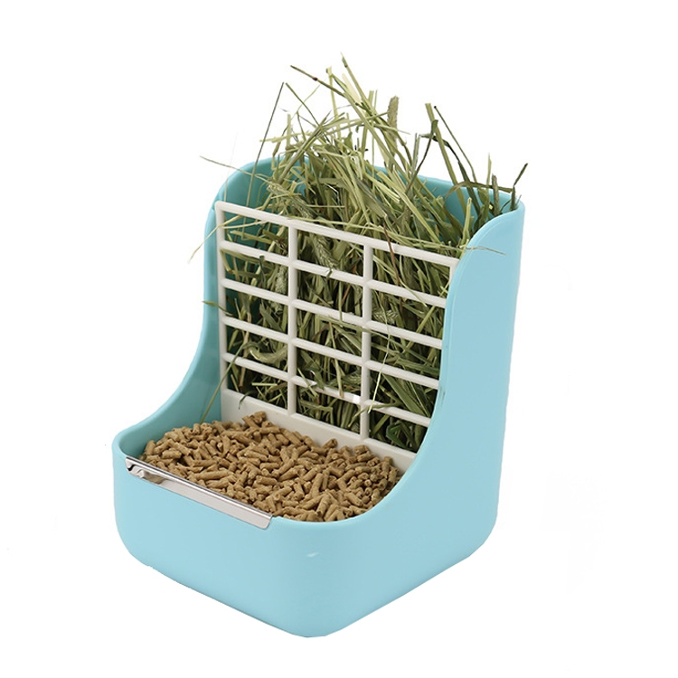 

2 In 1 Rabbit Food Basin Frame Fixed Guinea Pig Food Box(Blue)