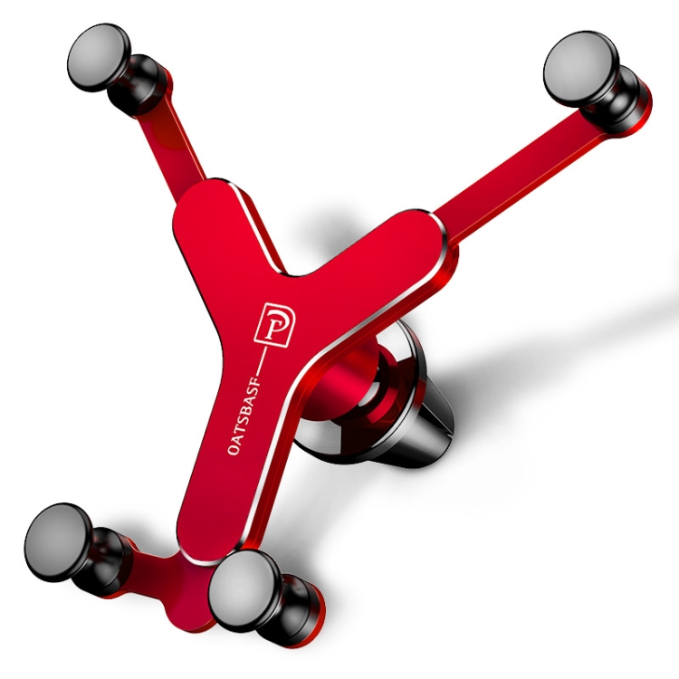 

OATSBASF Car Air Outlet Gravity Mobile Phone Holder Snap-On Metal Bracket(Red)