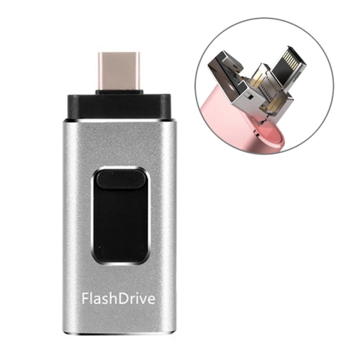 

32GB SH02 USB 3.0 + 8 Pin + Mirco USB + Type-C 4 In 1 Mobile Computer U-Disk With OTG Function(Silver)