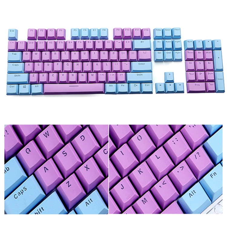 

104-Keys Two-Color Mold Transparent PBT Keycap Mechanical Keyboard(Purple Blue)