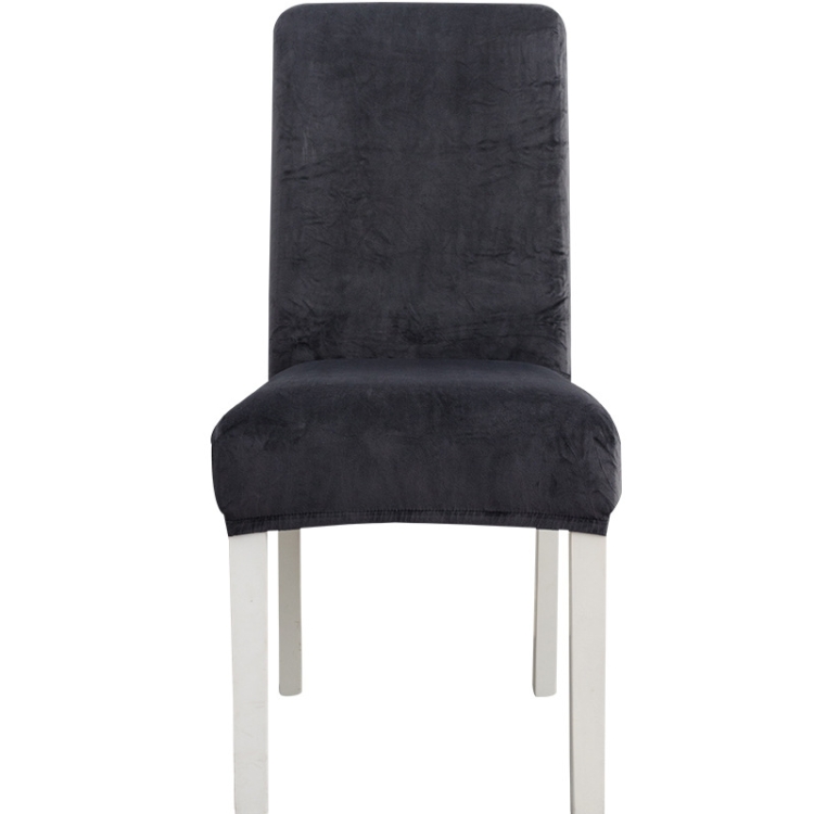 

2 PCS Simple Soft High Elastic Thickening Velvet Semi-Interior Chair Cover Hotel Chair Cover(Dark Grey)
