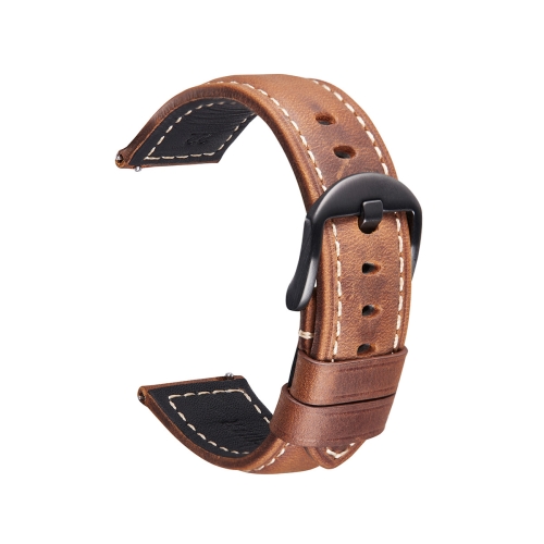 

Quick Release Watch Band Crazy Horse Leather Retro Watch Band For Samsung Huawei,Size: 20mm (Dark Brown Black Buckle)