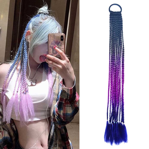 

2 PCS FQXBMW Colorful Braid Hair Band Wigs Corn Silk Colorful Dreadlocks Ponytail, Color: 49