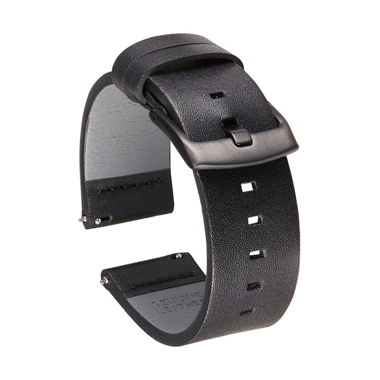 

Square Hole Quick Release Leather Watch Band For Samsung Gear S3, Specification: 20mm(Black -Black Buckle)