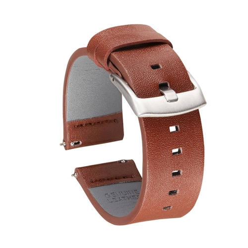 

Square Hole Quick Release Leather Watch Band For Samsung Gear S3, Specification: 22mm(Brown- Silver Buckle)