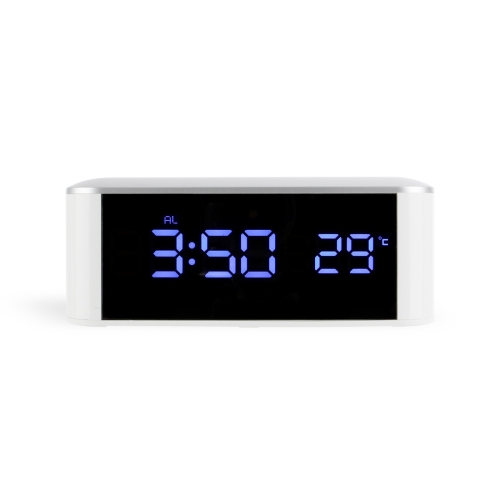 

Home LED Mirror Multifunction Electronic Clock Mirror Clock Household Thermometer(Blue Word)