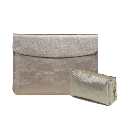 

Horizontal Litchi Texture Laptop Bag Liner Bag For MacBook 11 Inch A1370 / 1465(Liner Bag+Power Bag Golden)