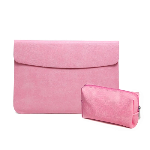 

Horizontal Litchi Texture Laptop Bag Liner Bag For MacBook 11 Inch A1370 / 1465(Liner Bag+Power Bag Pink)