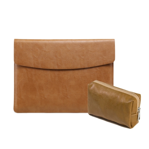 

Horizontal Litchi Texture Laptop Bag Liner Bag For MacBook 15 Inch A1707 / 1990(Liner Bag+Power Bag Yellow)