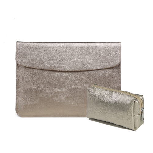 

Horizontal Litchi Texture Laptop Bag Liner Bag For MacBook 15 Inch A1707 / 1990(Liner Bag+Power Bag Golden)