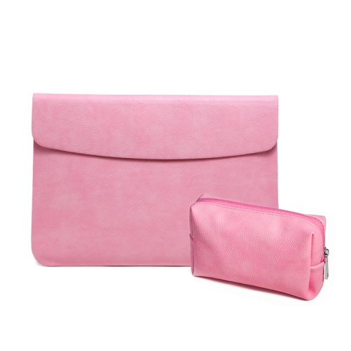 

Horizontal Litchi Texture Laptop Bag Liner Bag For MacBook 15 Inch A1707 / 1990(Liner Bag+Power Bag Pink)