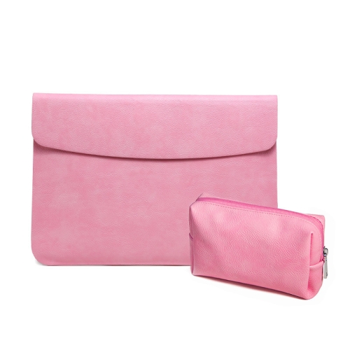 

Horizontal Litchi Texture Laptop Bag Liner Bag For MacBook Pro 16 Inch A2141(Liner Bag+Power Bag Pink)