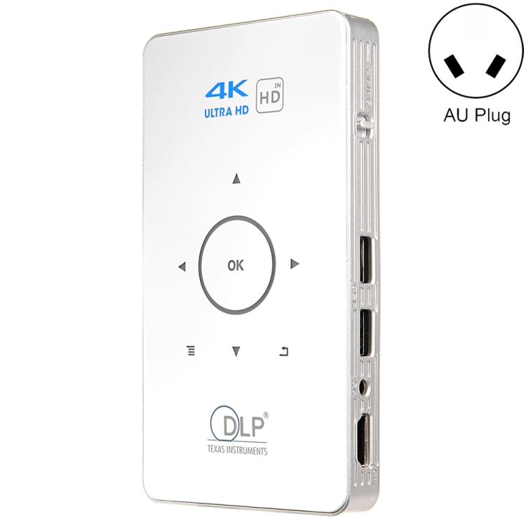 

C6 2G+16G Android Smart DLP HD Projector Mini Wireless Projector， AU Plug (White)