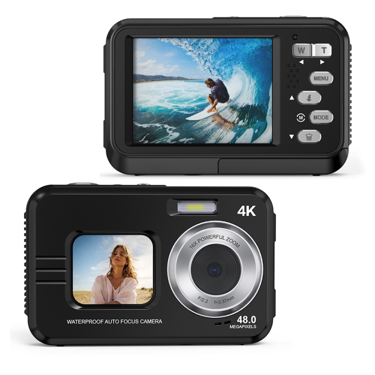 

WDC901 3.5m Waterproof 48MP HD Dual Screen Outdoor Sports Digital Camera US Plug(Black)