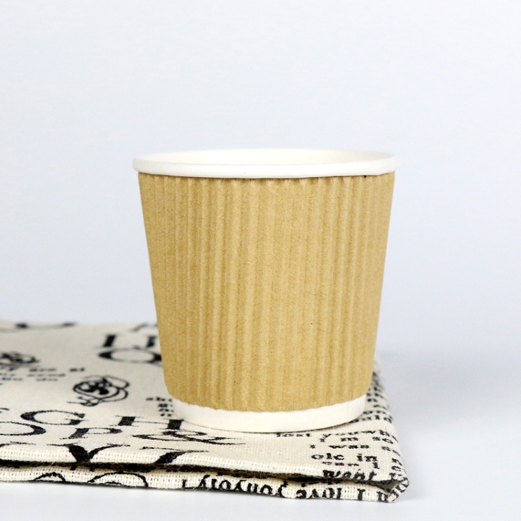 

100 PCS 4oz Corrugated Cowhide Thickened kraft Paper Corrugated Coffee Cup