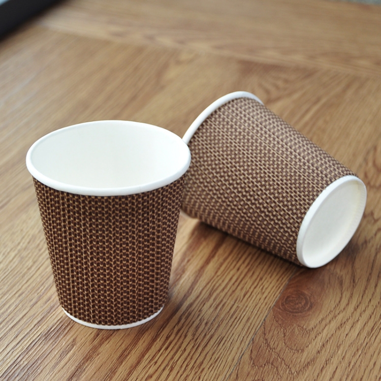

100 PCS 7oz Linen Corrugated Thickened kraft Paper Corrugated Coffee Cup
