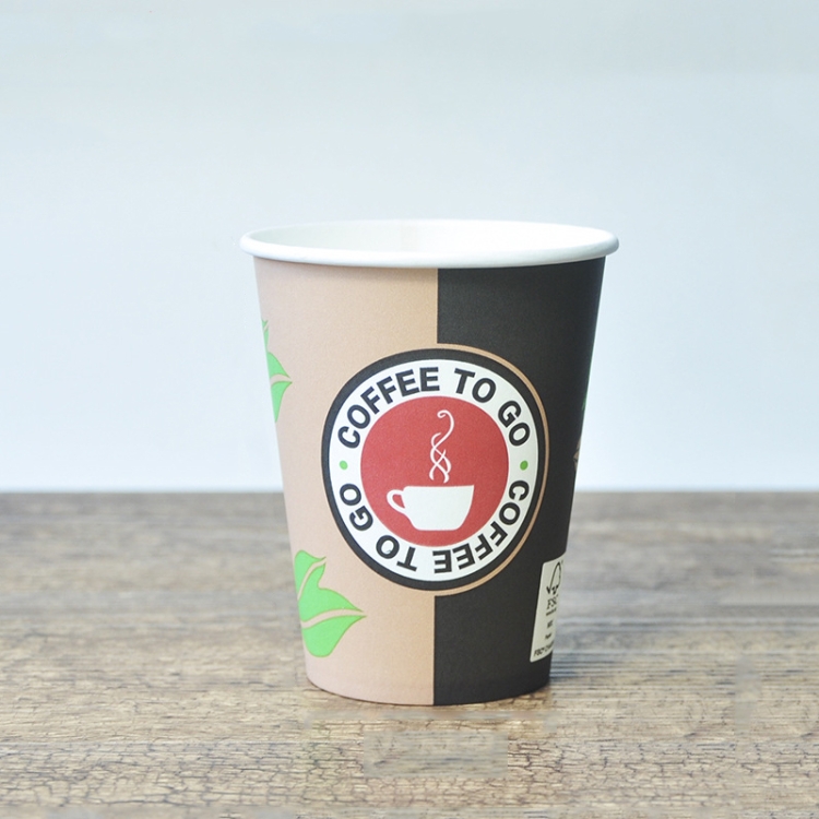 

100 PCS 12oz Leaves Thickened kraft Paper Corrugated Coffee Cup