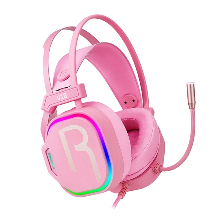 

MORADI V10 USB7.1 Gaming Head-mounted Wired Headset with Microphone, Color:Pink