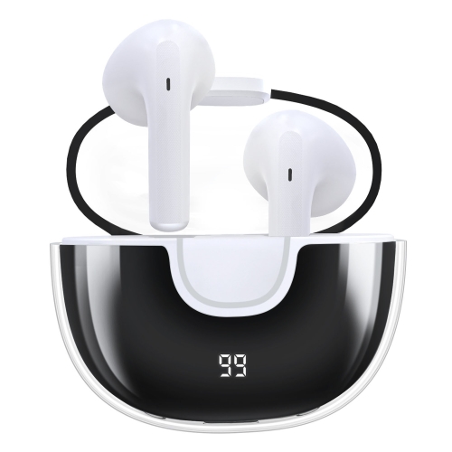 

Transparent Semi-In-Ear Stereo Touch Waterproof Noise Reduction Bluetooth Earphones(White Digital Display)