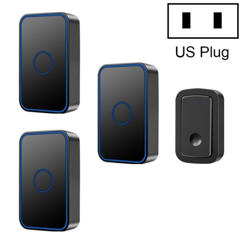 

CACAZI A19 1 For 3 Wireless Music Doorbell without Battery, US Plug(Black)