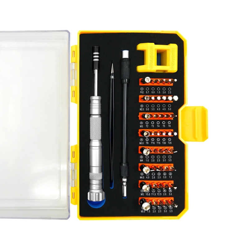 

Obadun 9802B 52 in 1 Aluminum Alloy Handle Hardware Tool Screwdriver Set Home Precision Screwdriver Mobile Phone Disassembly Tool(Yellow Box)