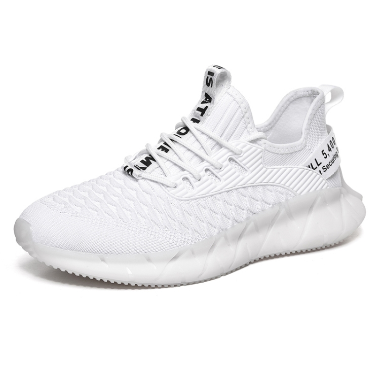 

Men Lightweight Breathable Mesh Sneakers Flying Woven Casual Running Shoes, Size: 46(White)