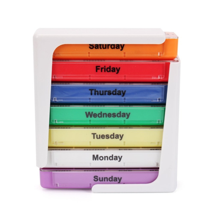 

7 Days 28 Grid Square Drawer Type Portable Pill Box(11x12x3.8cm)